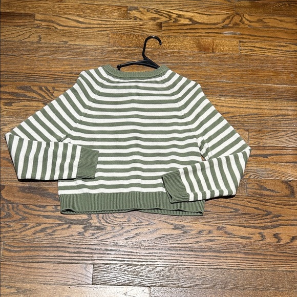 Green and White Striped Women's Sweater - Picture 4 of 4